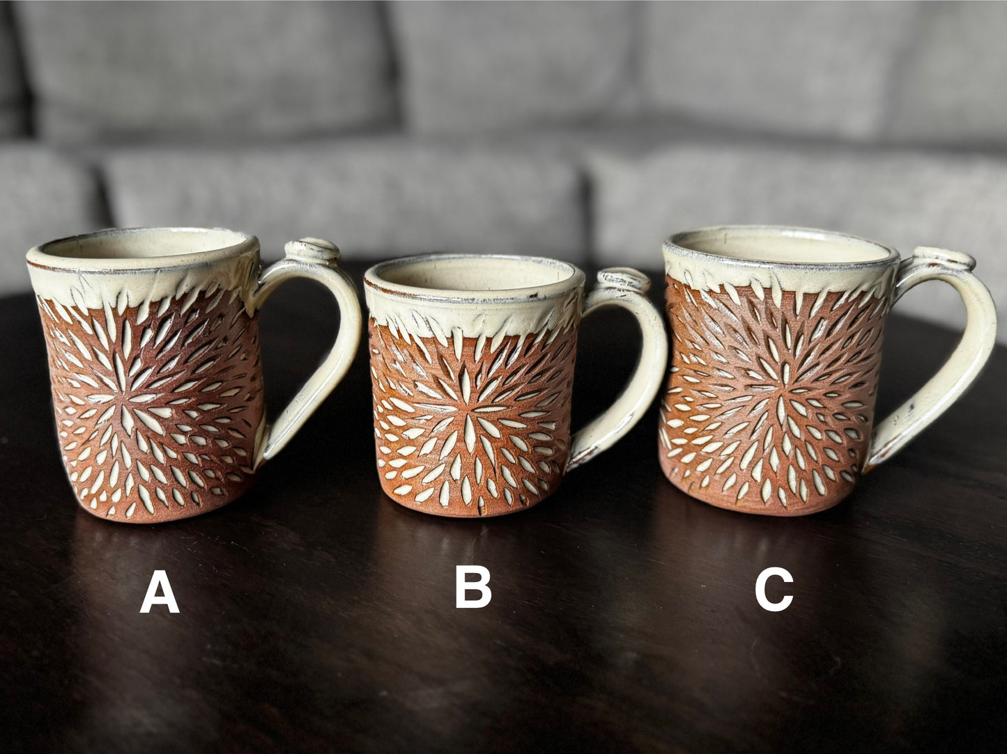 starburst mug - cream on dark clay