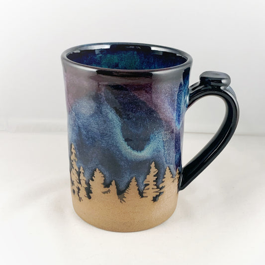 Straight Sided Northern Lights Mugs (Brown Clay)